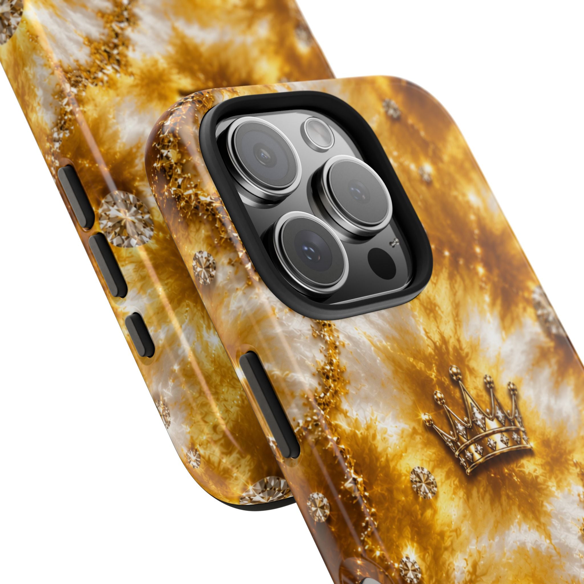 Gold Crown Tie-Dye Tough Phone Case — Sparkling Royal Protective Cover