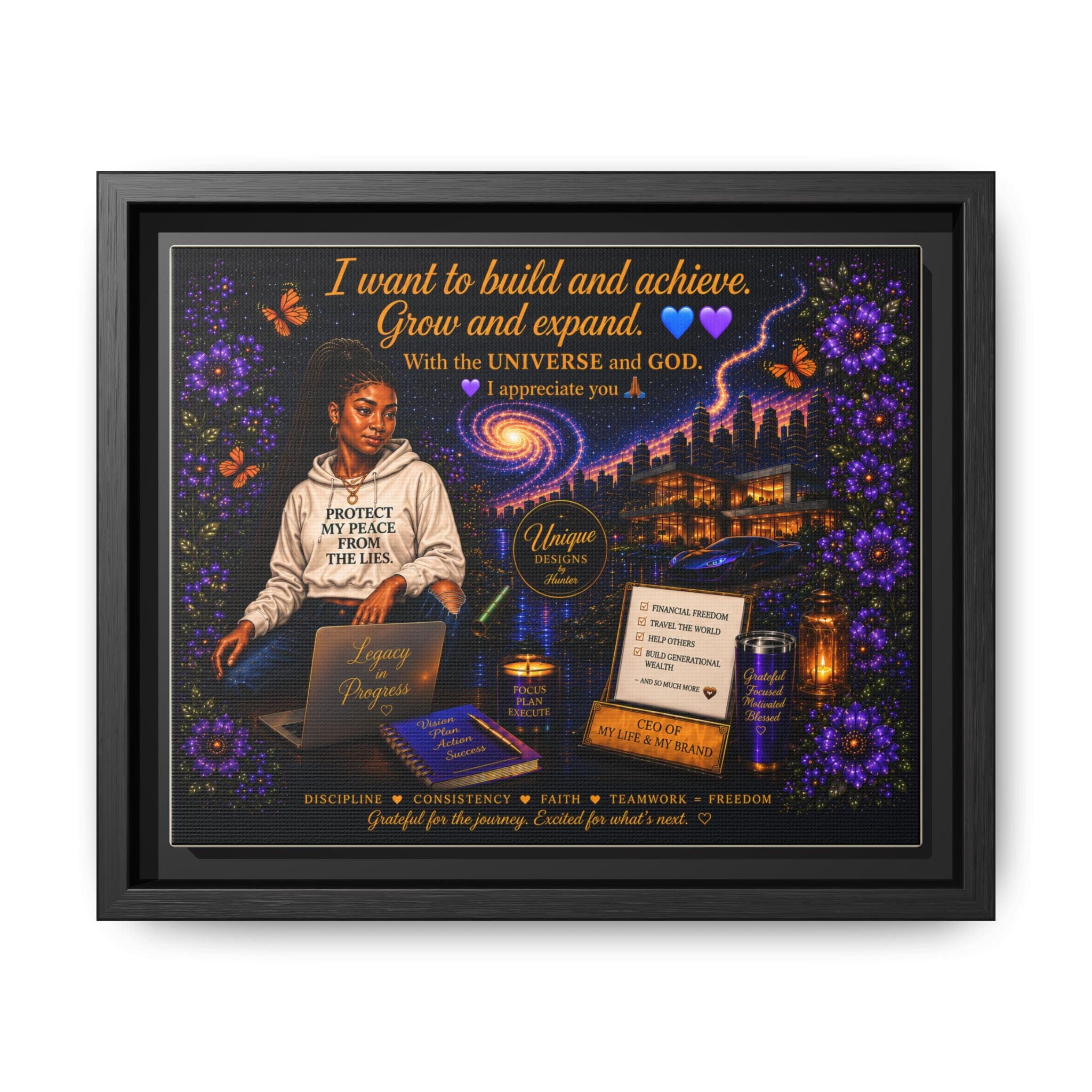 Protect My Peace - Matte Canvas, Framed (Multi-color)