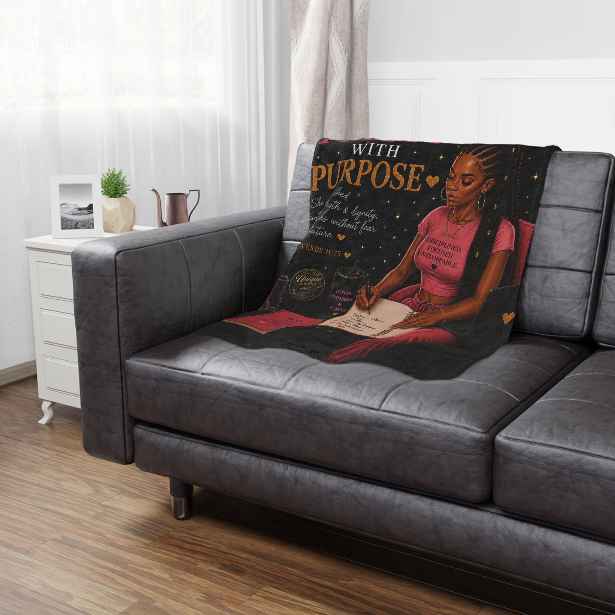 Pretty With Purpose Minky Blanket — Proverbs 31:25 Inspirational Luxury Throw