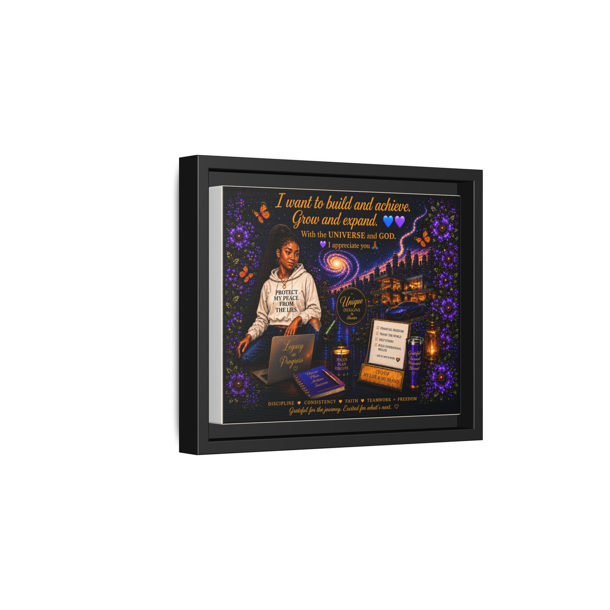 Protect My Peace - Matte Canvas, Framed (Multi-color)