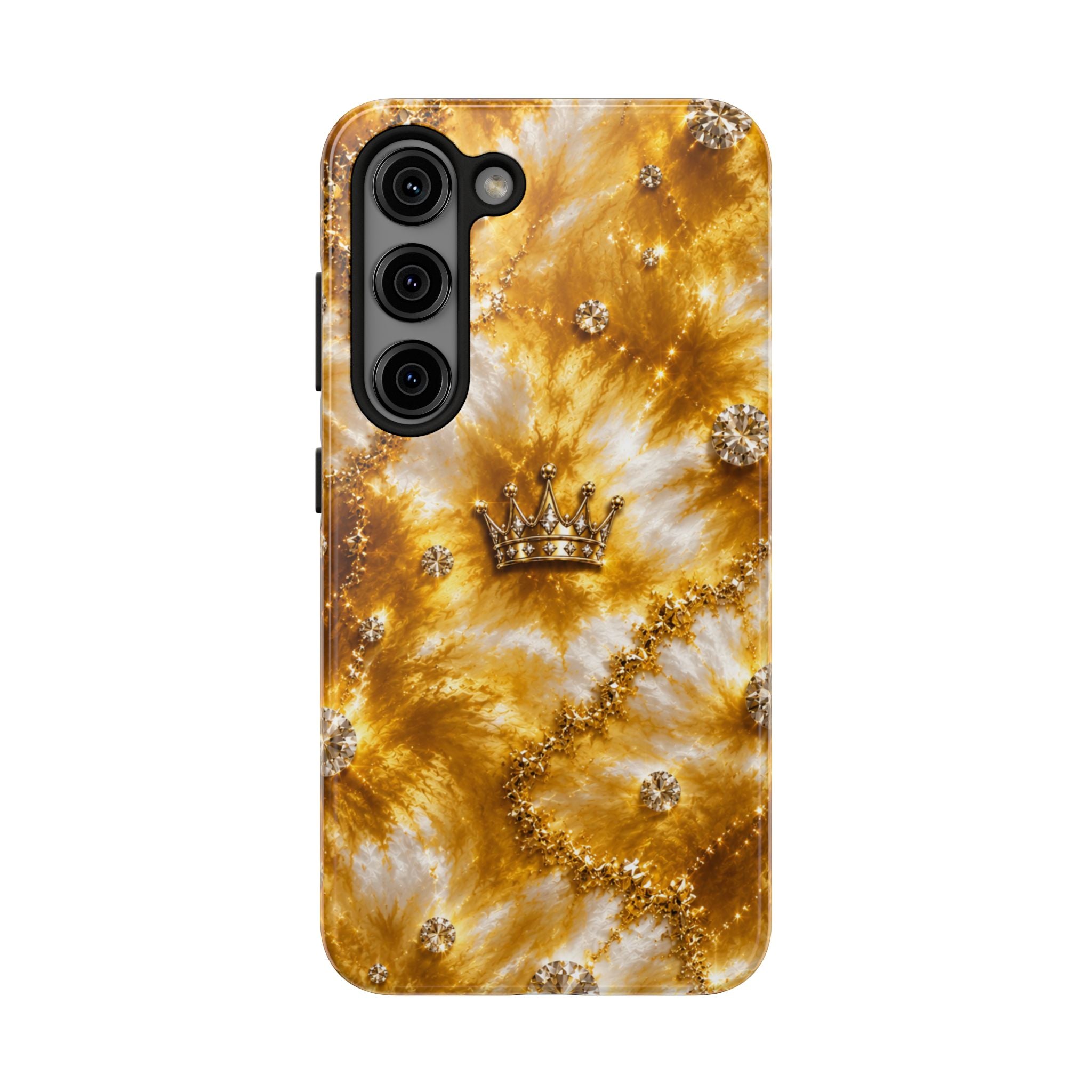 Gold Crown Tie-Dye Tough Phone Case — Sparkling Royal Protective Cover