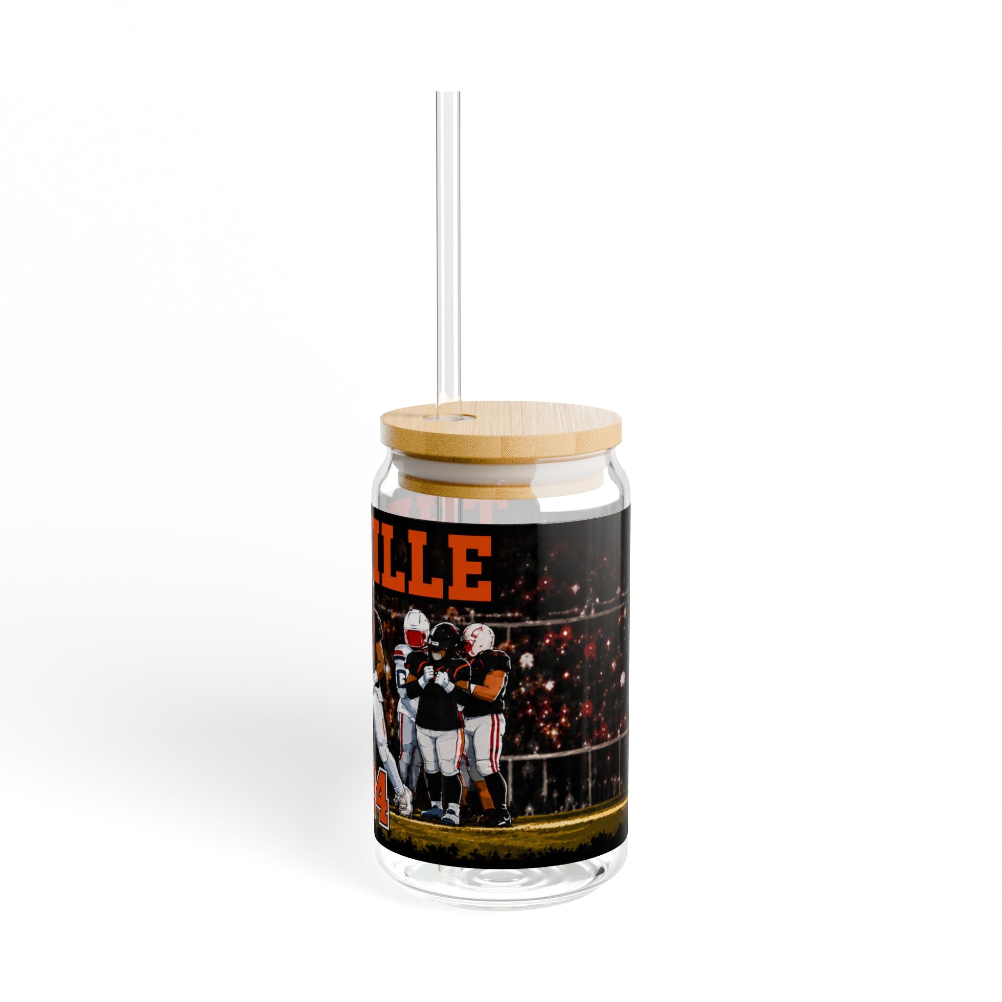 The Ville Football Team 16oz Glass Sipper with Straw