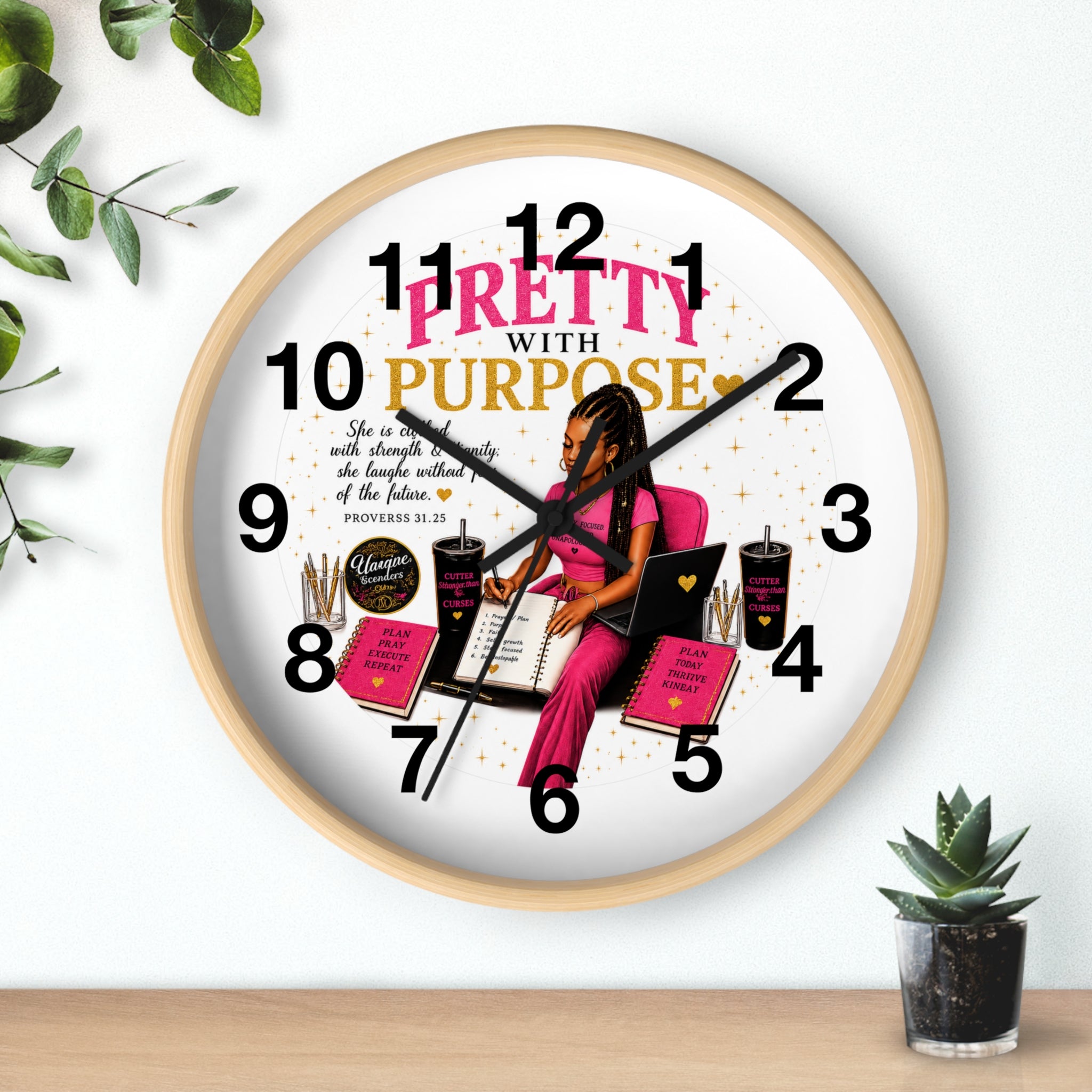 Pretty With Purpose 10" Wall Clock — Decorative Wall Clock