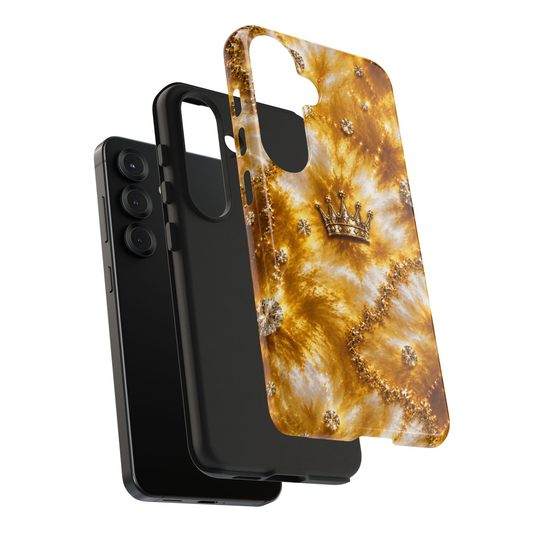 Gold Crown Tie-Dye Tough Phone Case — Sparkling Royal Protective Cover