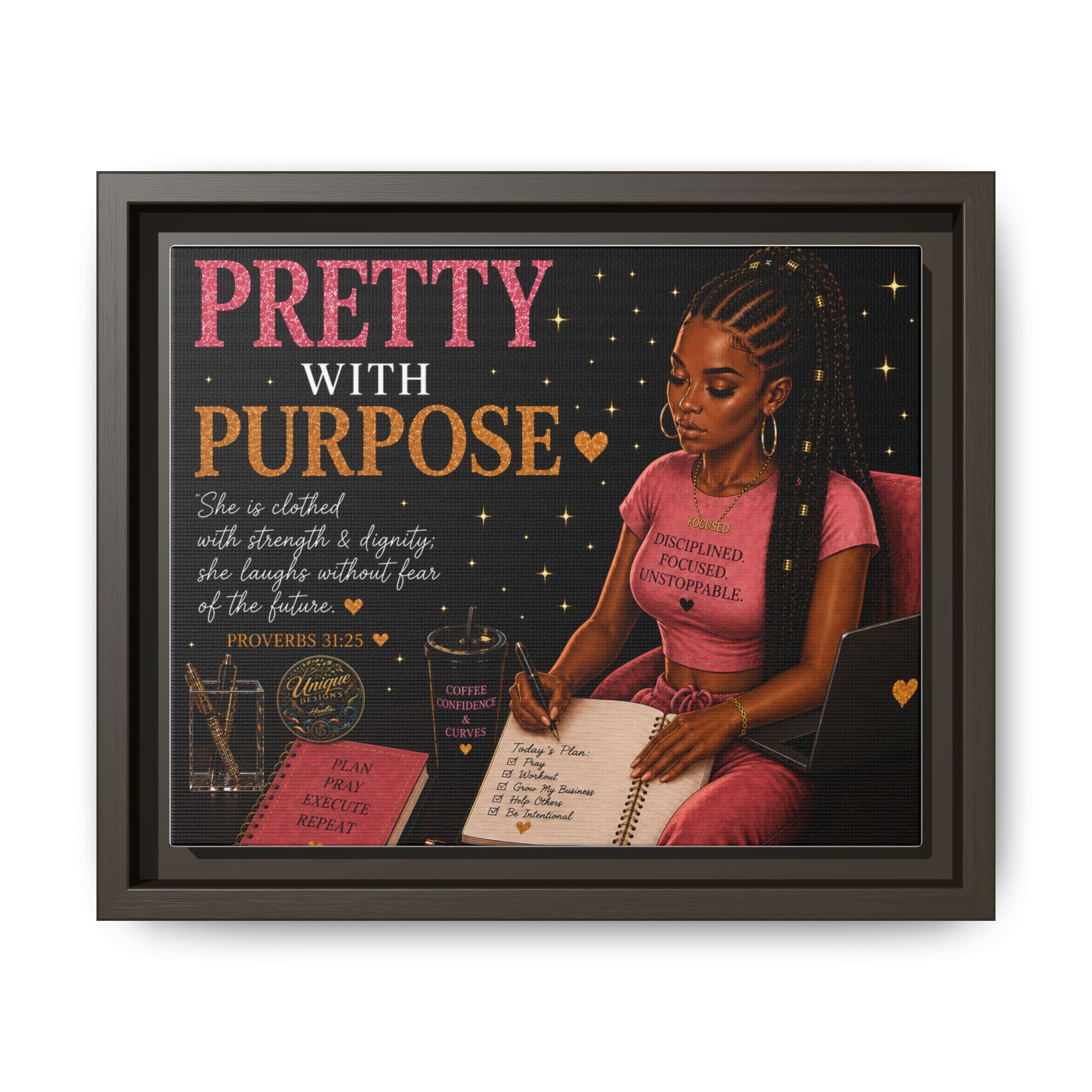 Pretty with Purpose Matte Canvas, Framed (Multi-color)