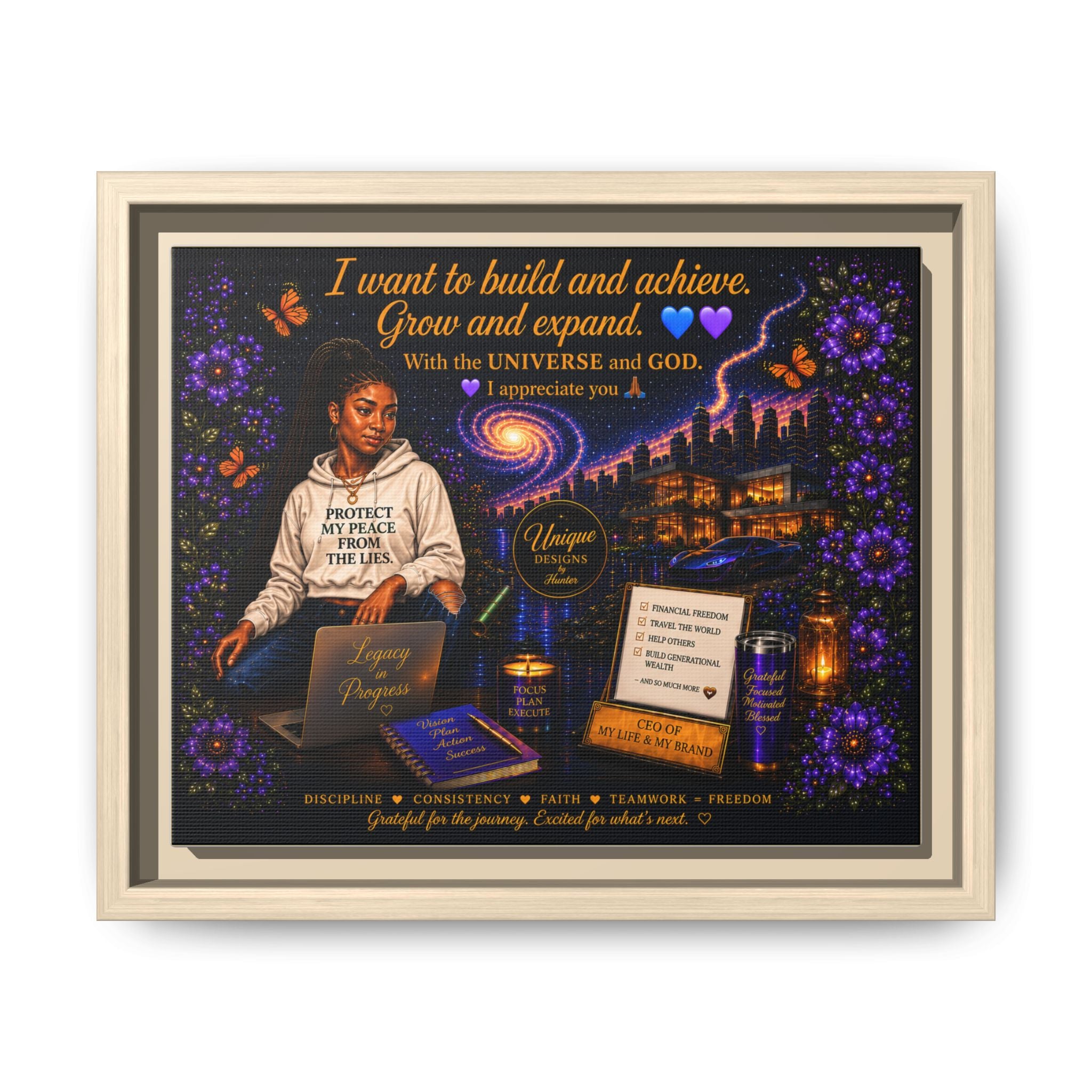 Protect My Peace - Matte Canvas, Framed (Multi-color)