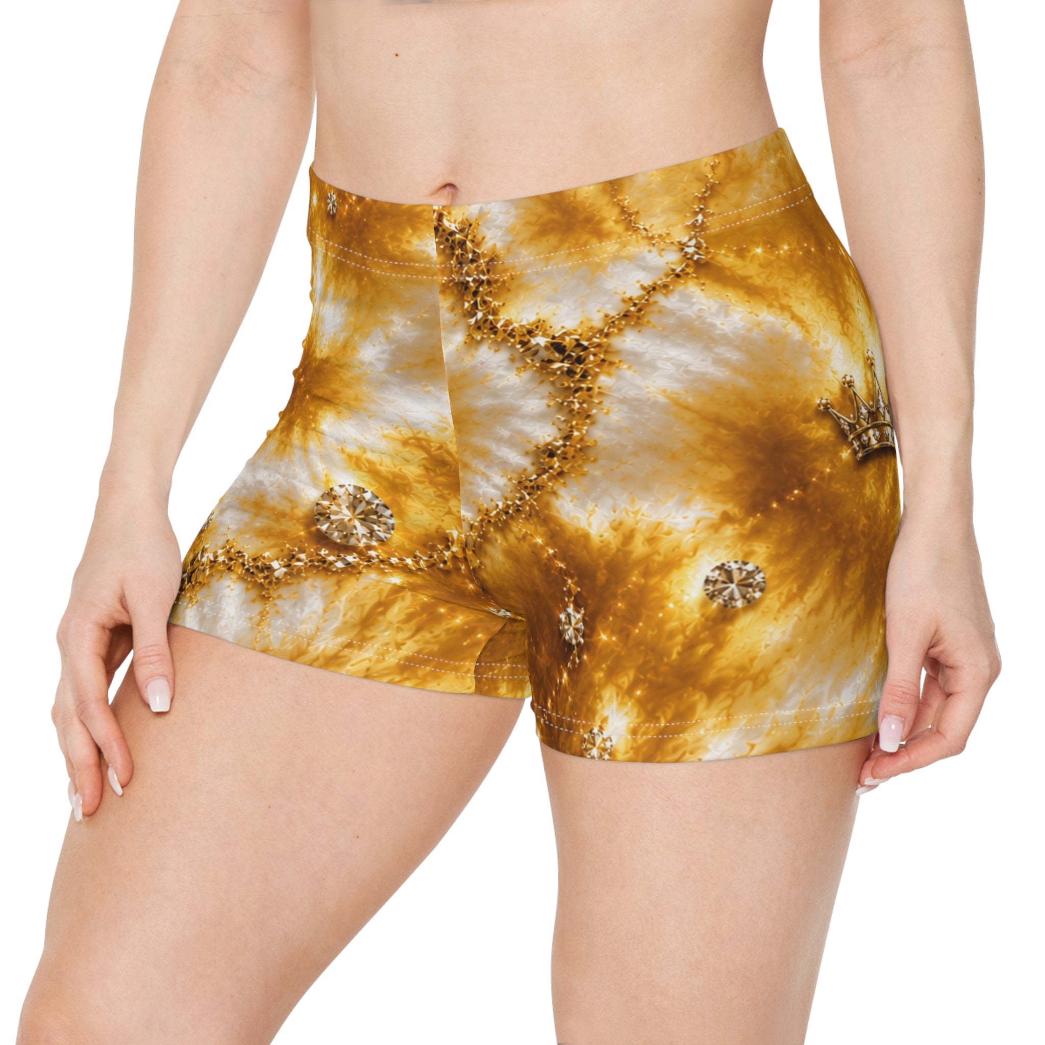 Gold Tie-Dye Crown Women's Shorts — Sparkling Royal Swim/Activewear