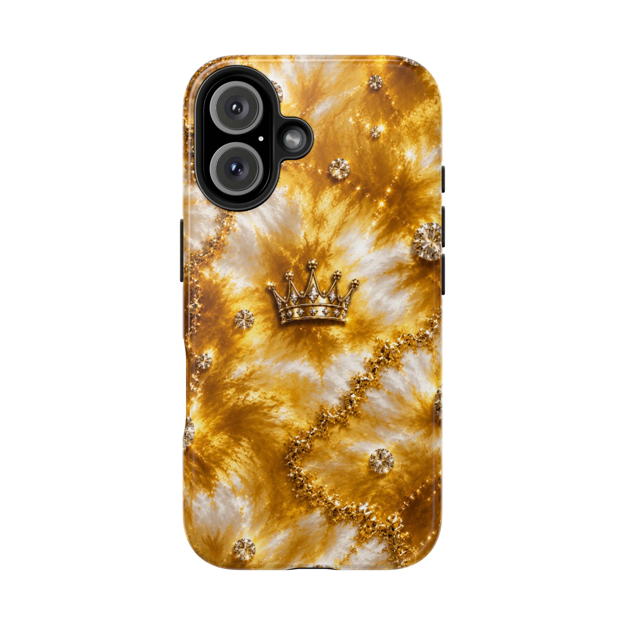Gold Crown Tie-Dye Tough Phone Case — Sparkling Royal Protective Cover