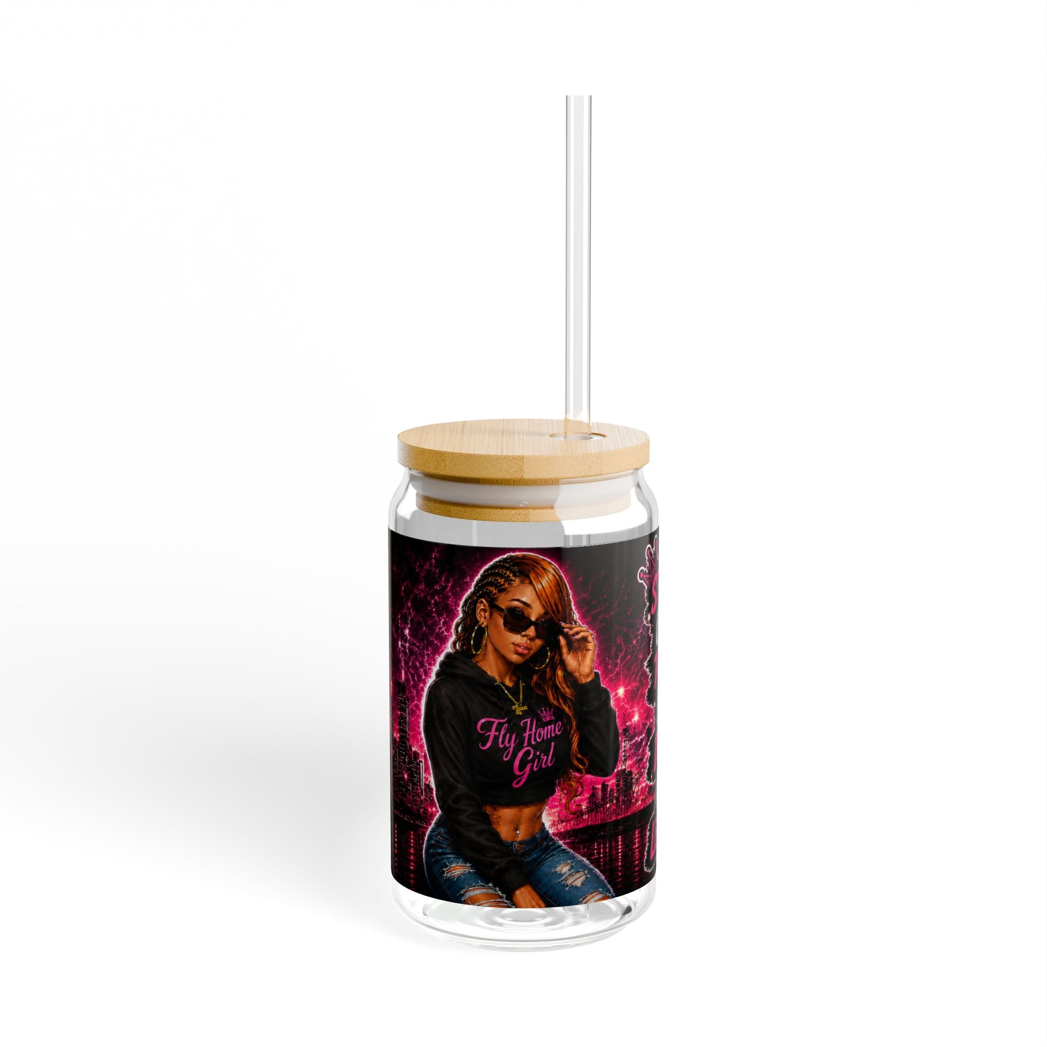 Fly Home Girl 16oz Sipper Glass
